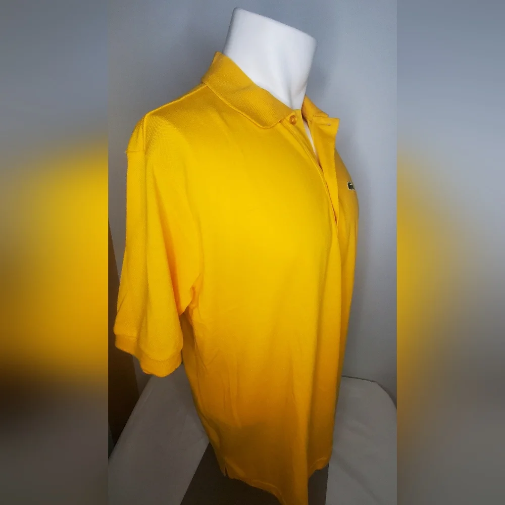 LACOSTE- Size 5/L Mens Polo Shirt- Vibrant Yellow Fabric- Classic Fit - Picture 3 of 11